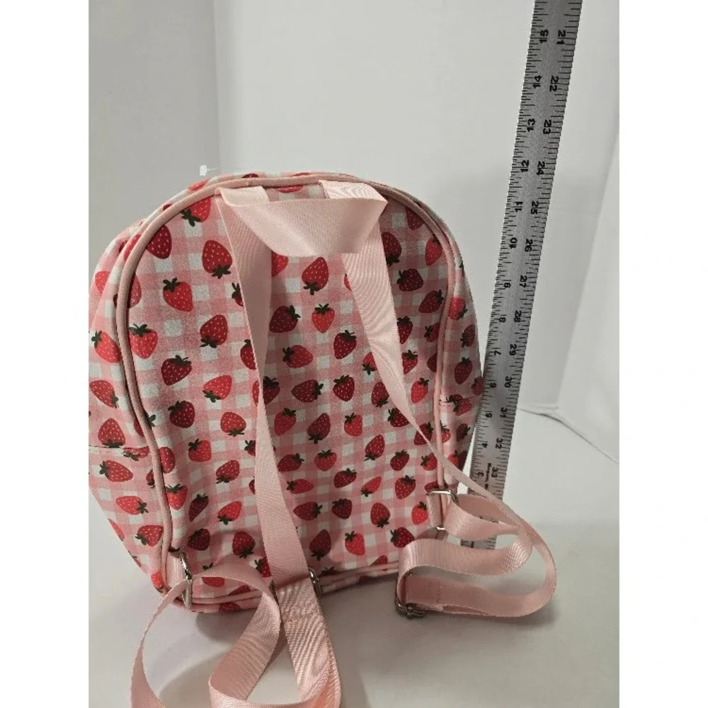 Madden Girl Mini Backpack & Coin purse Key chain Pink Strawberry Gingham